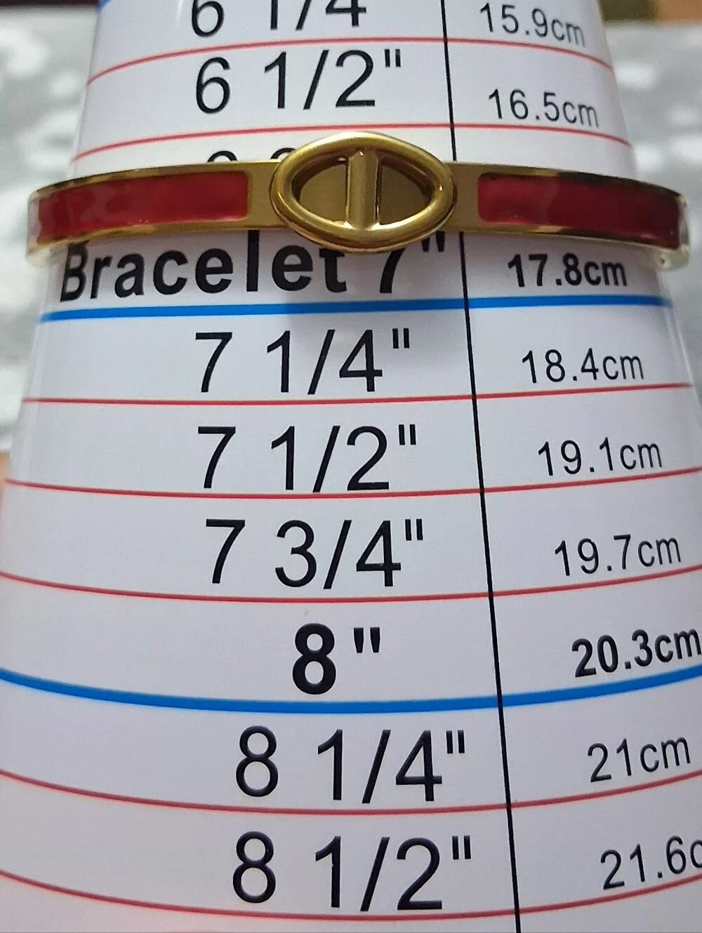 Gold-Tone Red Enamel Oval Center Bangle Bracelet